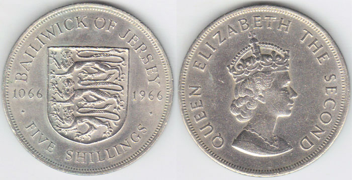 1966 Jersey 5 Shillings (Norman Conquest) A001596 - Click Image to Close